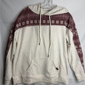 Maurices Cream and Brown Patterned Women's Sweater